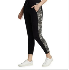 Monrow Vintage Sweats with Camo Contrast Stripe Black NEW