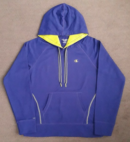 Champion Double Dry Womens Hoodie Jumper Indigo Long Sleeve Pullover Size S