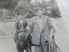 PRIVATE PORTRAIT   6 X 8 CN  CHARMING BOY / PONY  ART DECO ERA  