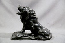 Lion Screaming Antique 19th Century Animal Bronze Signed Rodin MAI - GARDE