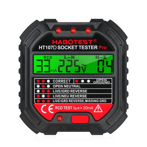 HABOTEST GFCI Outlets Tester With Voltage Display 90-250V Socket Tester RCD Y5P5 - Picture 3 of 8