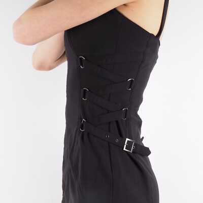 Versace Jeans Couture Vintage Womens Black Front Zip Mini Dress