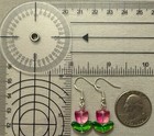 PINK TULIP FLOWER GLASS BEAD EARRINGS with Sterling Silver Ear Wires #1 — photo 3