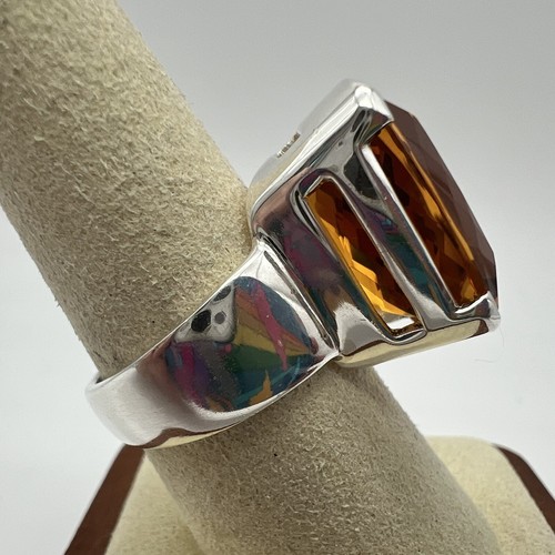 15.71 Carat Natural Citrine & Sterling Silver Ring Size 8.5 12 Grams - Picture 5 of 10