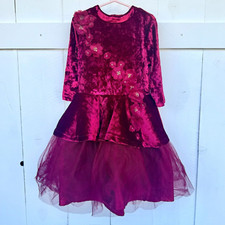 Disney Store Rapunzel Red Fancy Dress Costume Size 7/8 Princess Belle Velvet