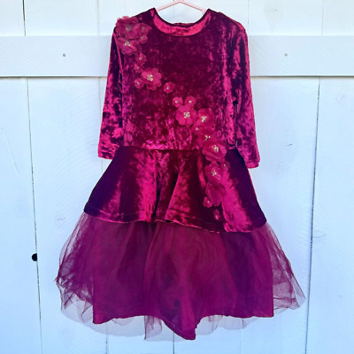 Disney Store Rapunzel Red Fancy Dress Costume Size 7/8 Princess Belle Velvet