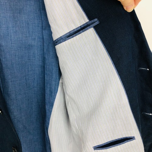 Joseph Abboud Herren Sport Mantel LT 100% Leinen Navy Spitzes Revers Zwei Knöpfe - Bild 7 von 10