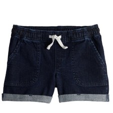 Jumping Beans Girls Roll Cuff Woven Shorts New with Tags 4 Blue Jean Drawstring