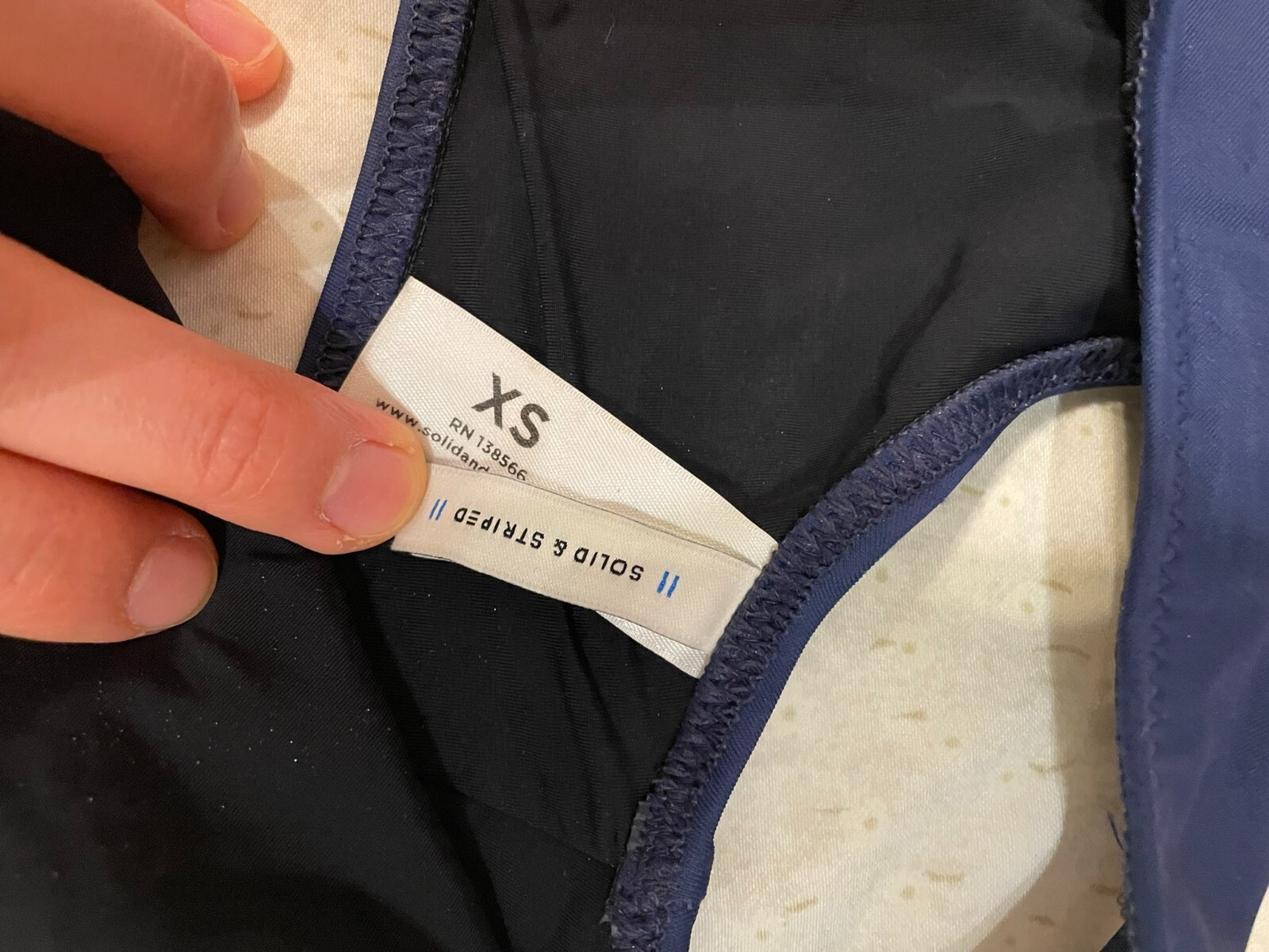 Solid and Striped Navy Single-strap Asymmetrical … - image 3