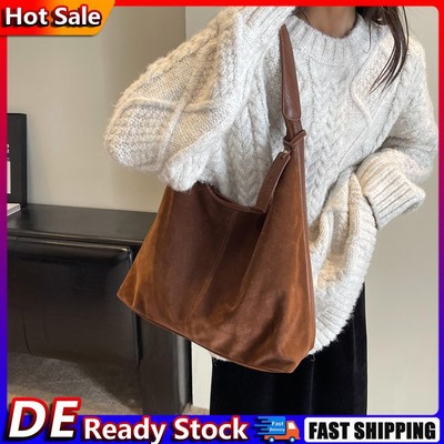 Damen Wildleder Hobo Bag Magnetverschluss Umhängetasche Handtasche (Rotbraun) De