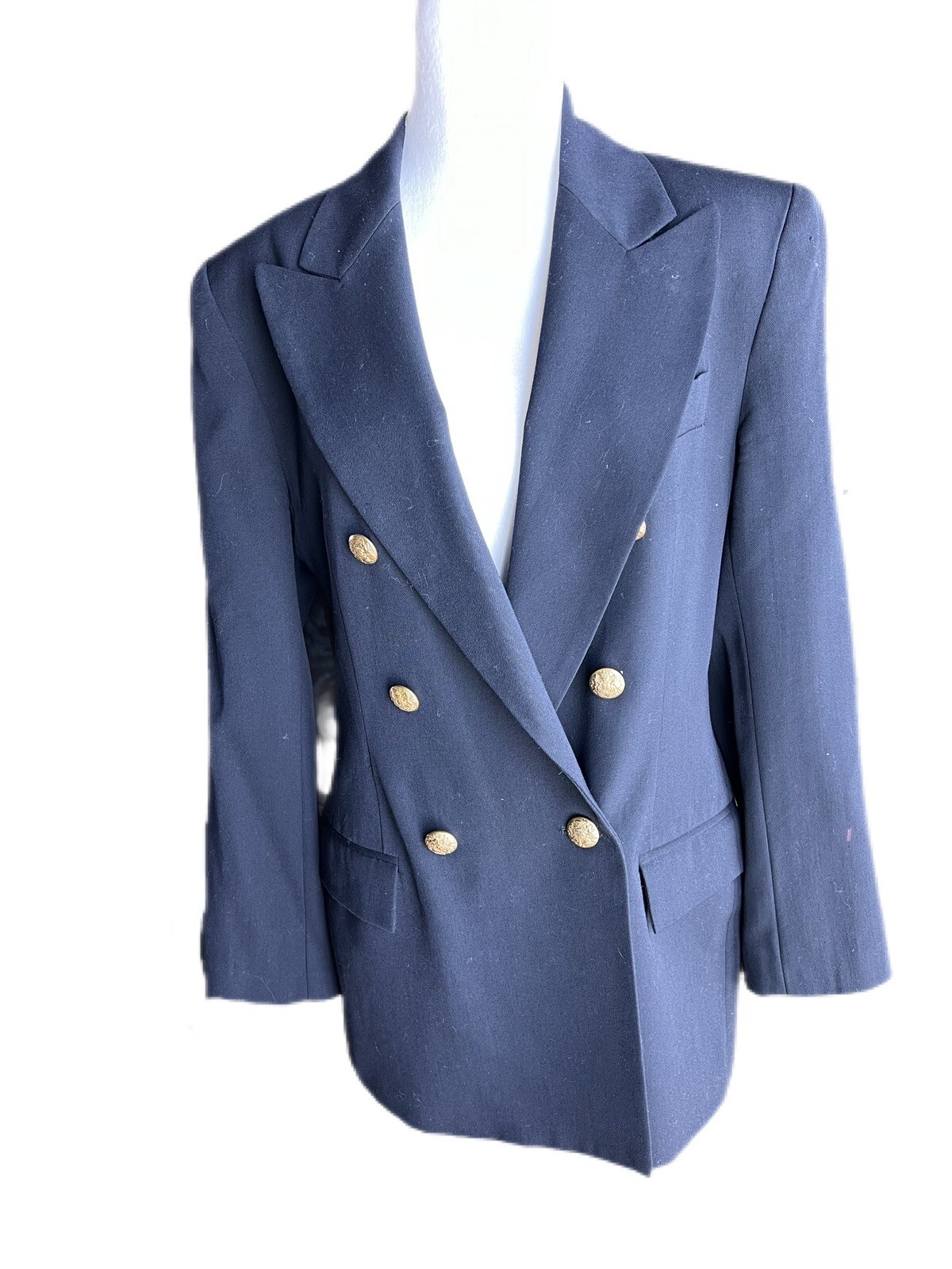 Vintage 80s Ann Taylor 100% Wool Navy Blazer Size 10