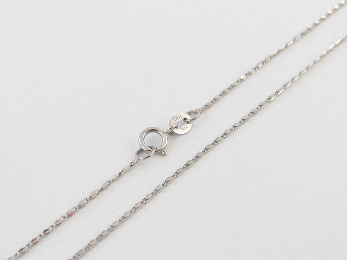 14k White Gold Tiger Eye Link Chain Necklace 16