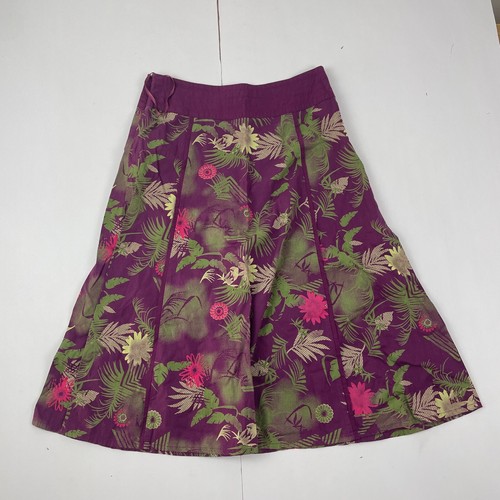 Fat Face Skirt 10 Purple Midi Womens Floral Cotton Lined - 第 11/16 張圖片