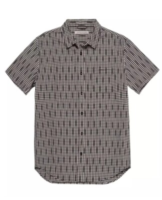 Outerknown S.E.A. S/S Shirt, Black Ikat Gingham, MED Nwt