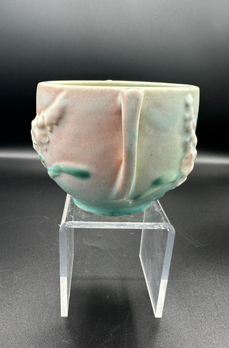 C.1940'S ROSEVILLE USA 659-3" ART POTTERY GREEN PINK FOXGLOVE JARDINIERE PLANTER - 第 5/14 張圖片