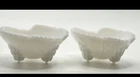 Vintage Set Of 2 L E SMITH Milk Glass Grapeleaf Salt Cellar Footed White