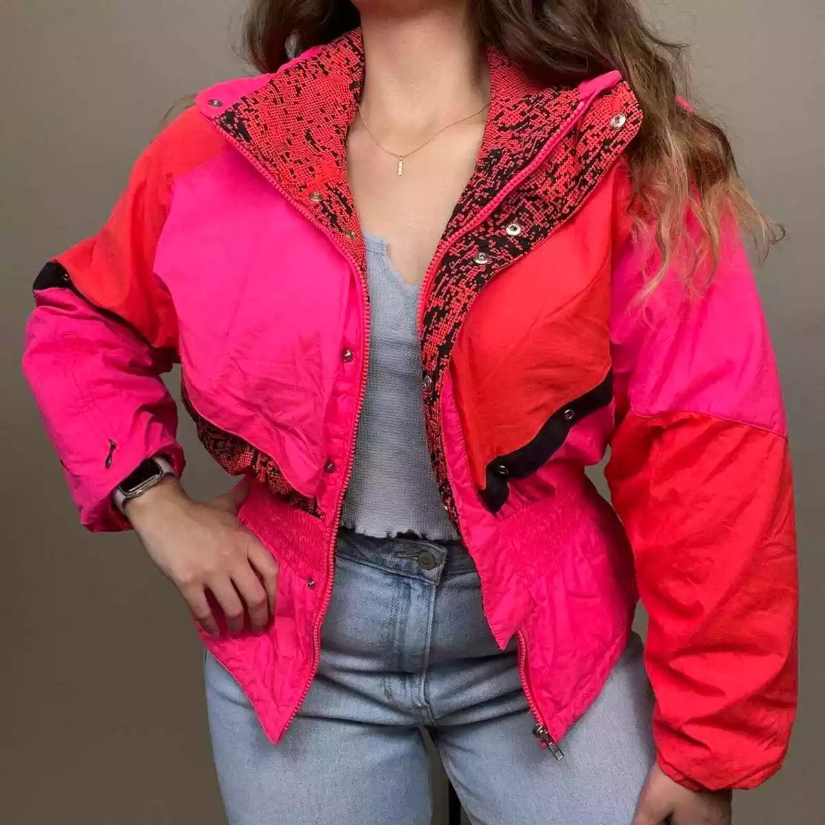 Womens patterned top ski jacket