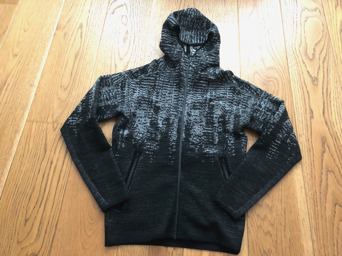 ADIDAS MEN'S ZNE PULSE KNIT ZIPPED HOODED JACKET RUNNING TOP BLACK