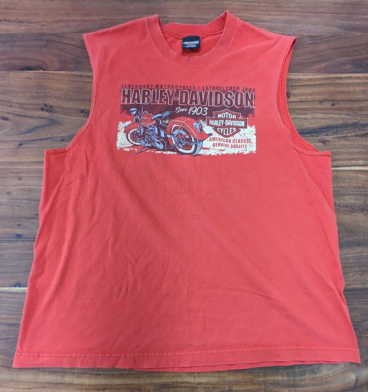 Harley-Davidson Skull Pattern Sleeveless Motorcycle T-Shirt, Men's Size XL (approx.) cotton white type Vintage Second Hand main image 0