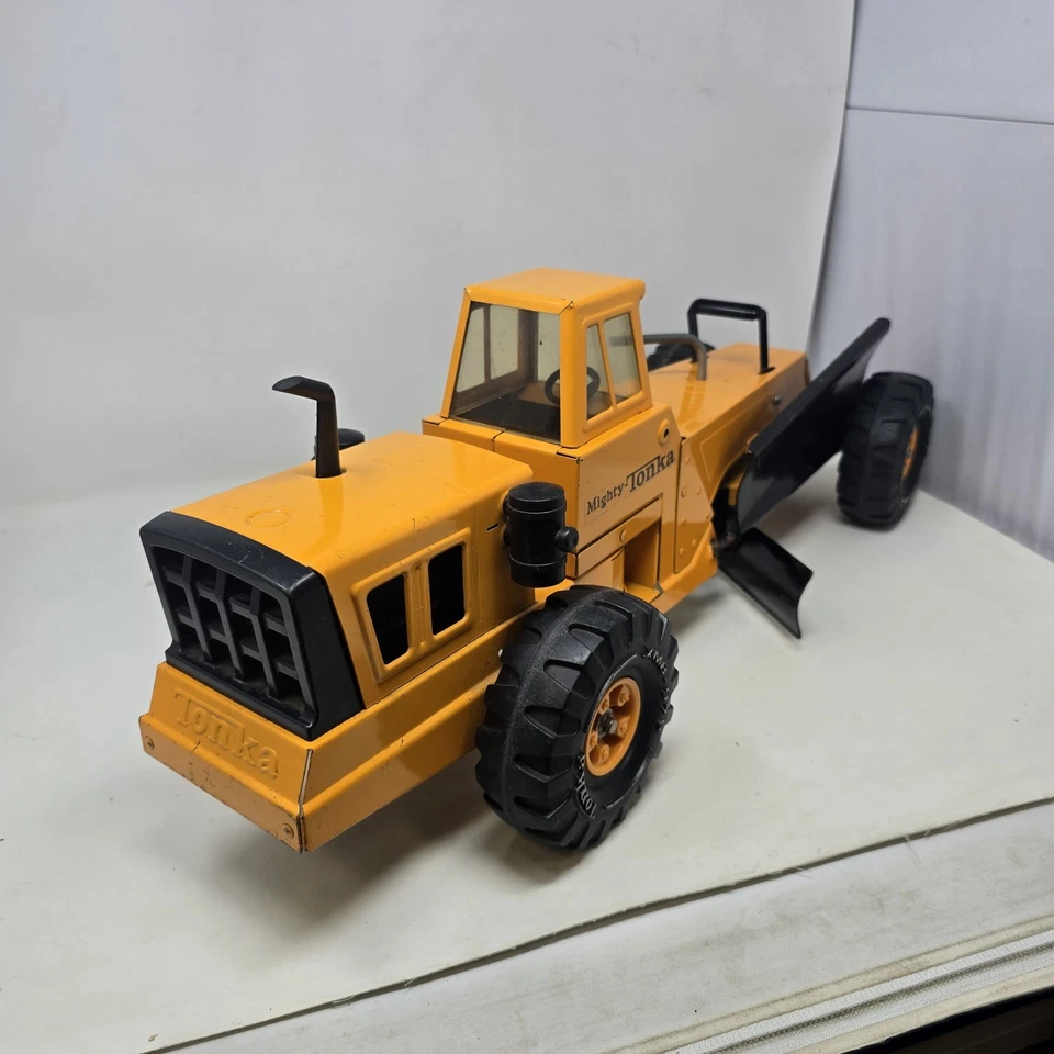 Niveladora de carretera Mighty Tonka vintage años 70 diésel XMB-975 naranja acero prensado BONITA Foto 3 de 4