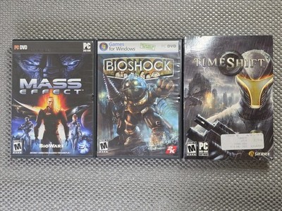VTG PC Game Lot Of 3 Mass Effect-Time Shift-Bioshock Includes Codes Good Cond. 