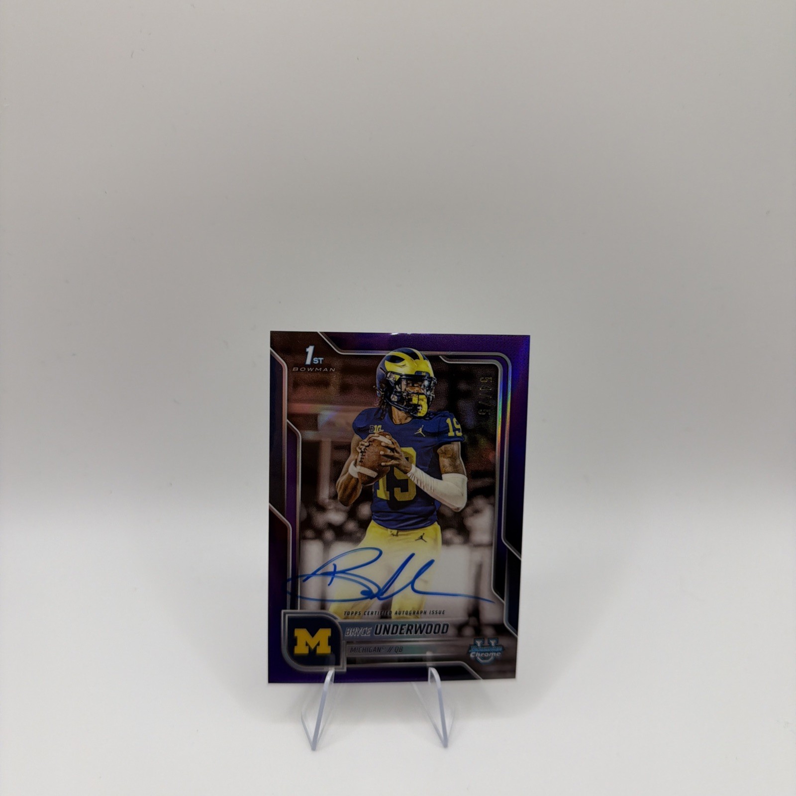 Bryce Underwood 2025 Bowman Chrome U University Purple AUTO Autograph 1st RC /75