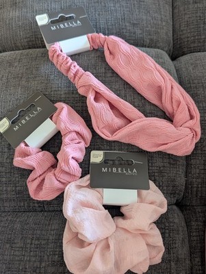 3-teiliges Haaraccessoire-Set MIBELLA   Haarband & 2 Scrunchies in Rosa   Neu