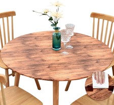 Round Fitted Vinyl Tablecloth Elastic Edge Waterproof Flannel 43  56" Table Cover