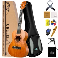 EASTROCK Tenor Ukulele Mahogany Beginner 26 inch Ukelele Big Package Kit. Uku...