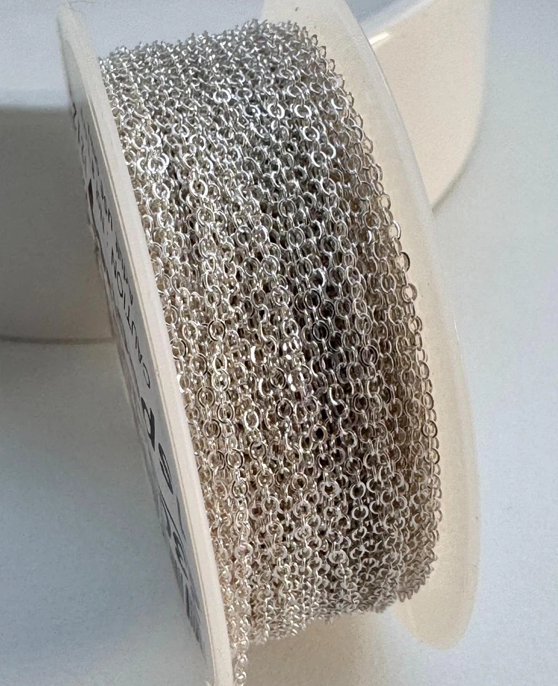 Cadena cable plano de plata de ley .925 de 1,5 mm x 1,2 mm se vende a pie (P2305) Foto 4 de 4