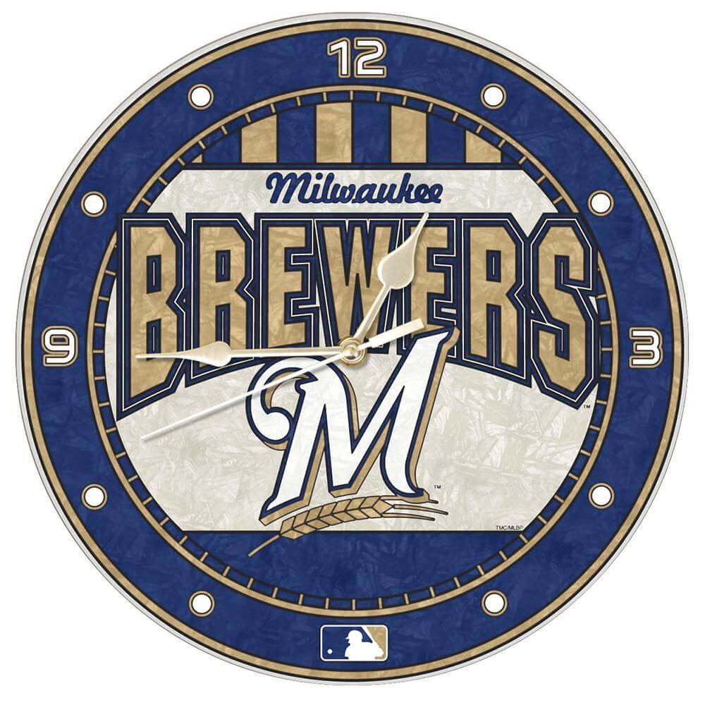 Настенные часы Milwaukee Brewers 12 из художественного стекла 7190₽