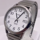 Timex Indiglo Vintage Mens Date Silver Watch New Battery