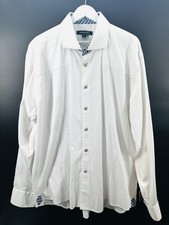 Bogosse White Patterned Button Down Long Sleeve Dress Shirt Mens Size 8 EE08