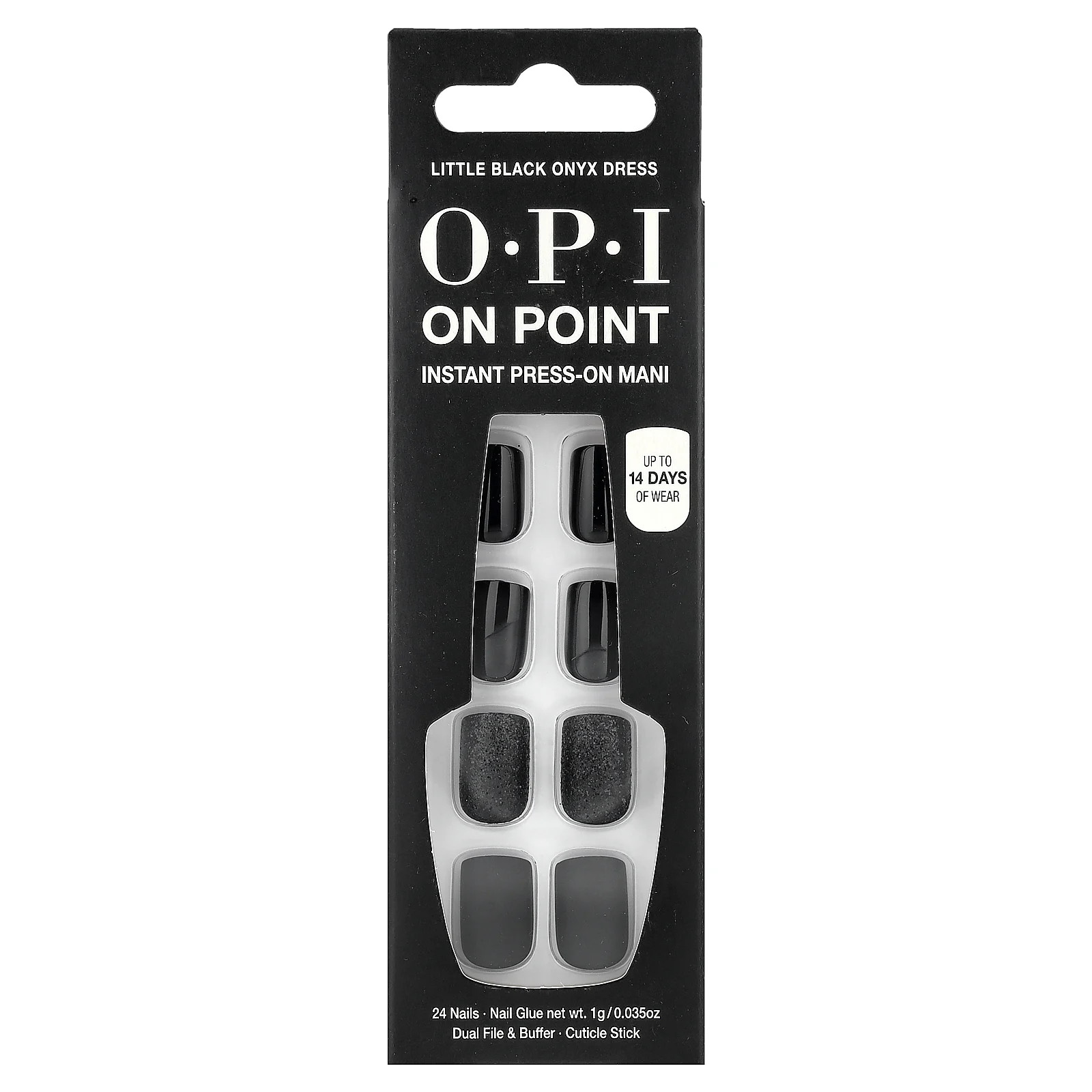 On Point, Instant Press-On Mani, Short Length, Little Black Onyx Dress, 27 Piece