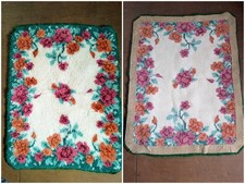 Vintage Handmade Floral Latch hook Rug 30" x 39"