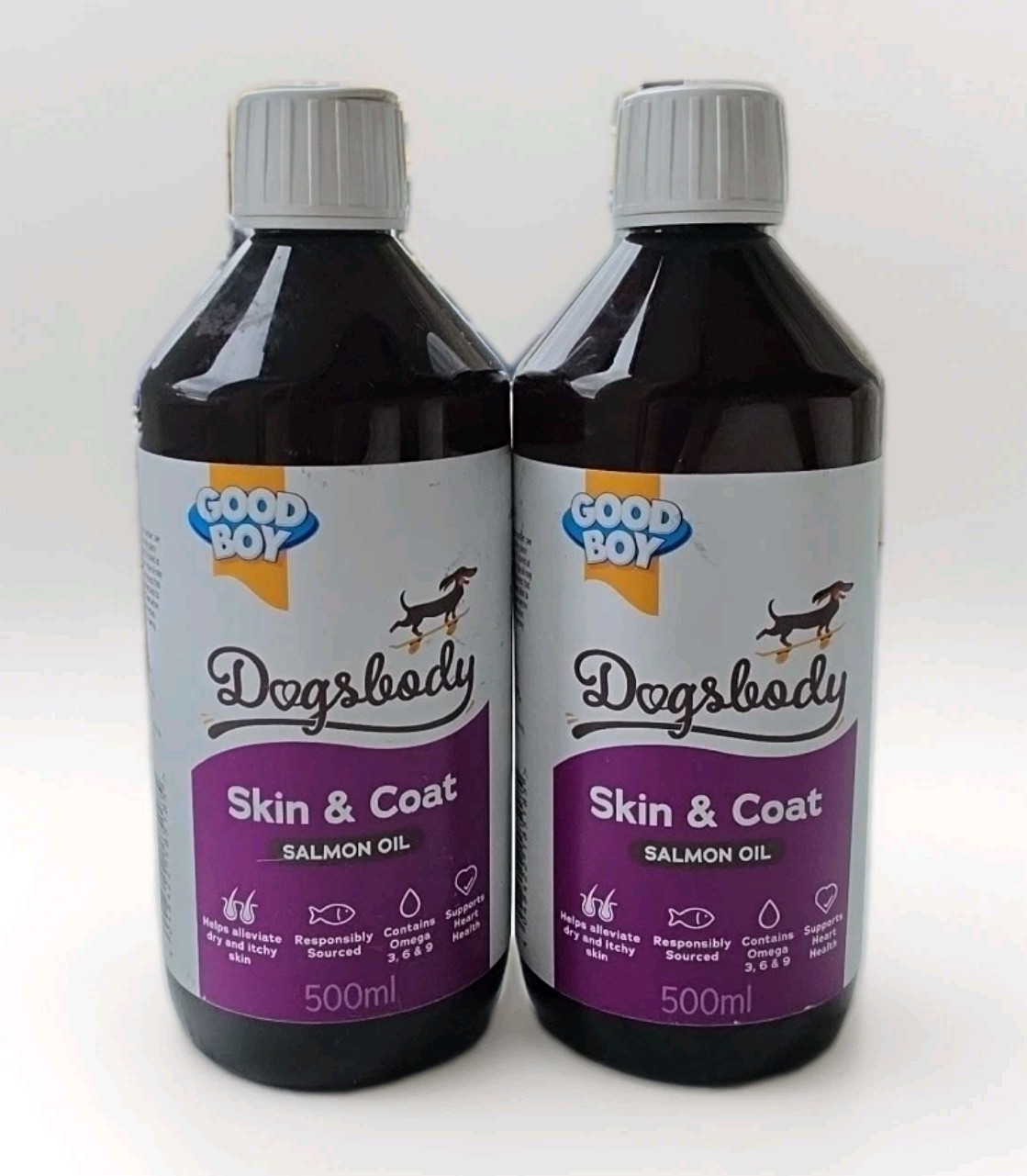 2 × Dogsbody Norwegian Salmon Oil For Dogs 500ml - Natural (BBE 15.04.2026)