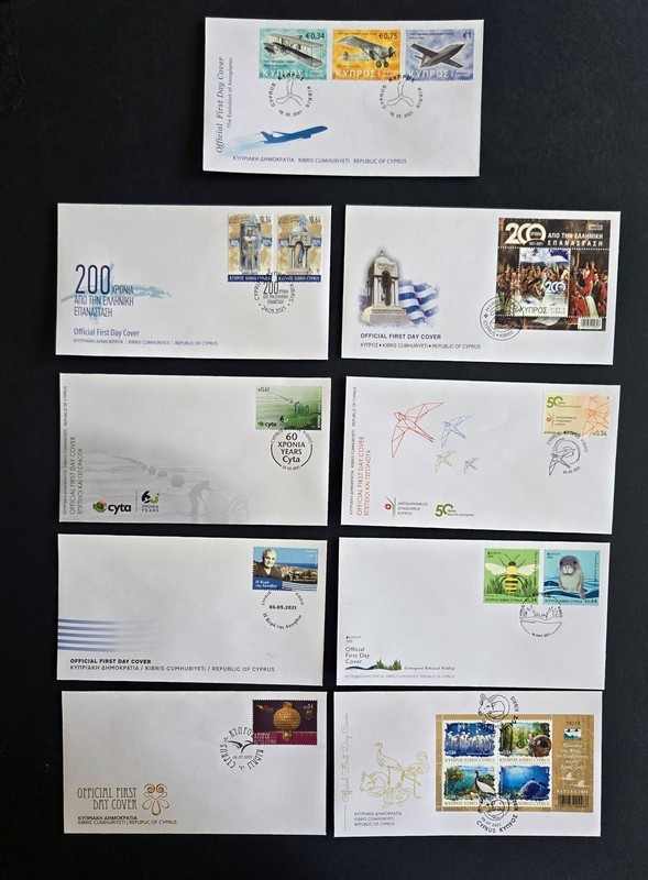 CYPRUS 2021 COMPLETE YEAR FIRST DAY OF COVERS SET