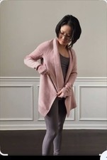 LULULEMON Wrap It Up Sweater Heathered Mink Berry S 4 Zipper Pockets Merino Wool