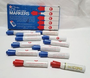Vintage 2002 Claridge LCS Liquid Chalk Markers 12-Pack (One Dozen) 10 Blue 2 Red