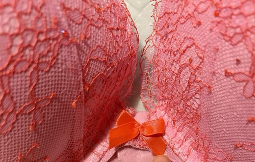 Victoria’s Secret Bubble Gum Pink/Orange Push-Up Padded Underwire Bra Size 36 DD - Picture 2 of 4