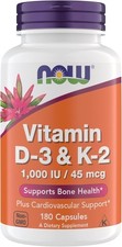 NOW D3 1,000 IU with K2 180 Capsule