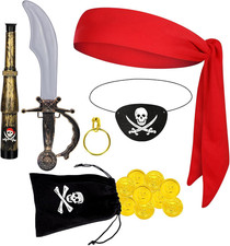 7 PCS Pirate Costume Accessories,Captain Outfit Set for Kids...