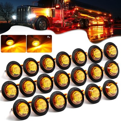 PSEQT 20Pcs 3/4'' Strobe Flash+Steady Marker Lights Dual Function Amber 