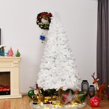 8FT Artificial Christmas Tree Realistic White Xmas Tree With Metal Stand