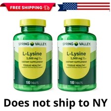 Spring Valley L-lysine Tablets 1000 mg 200 Tablets Fresh Stock Free Shipping