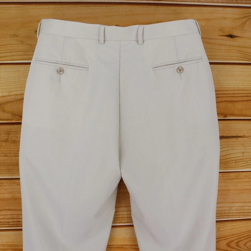 Pantalones de vestir Centro para hombre talla 36x30 beige claro rayas sutiles bolsillos nuevos con etiquetas $50 Foto 3 de 4