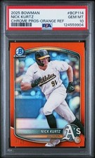 2025 Bowman Baseball Nick Kurtz Chrome Prospects Orange Refractor PSA #'d/25