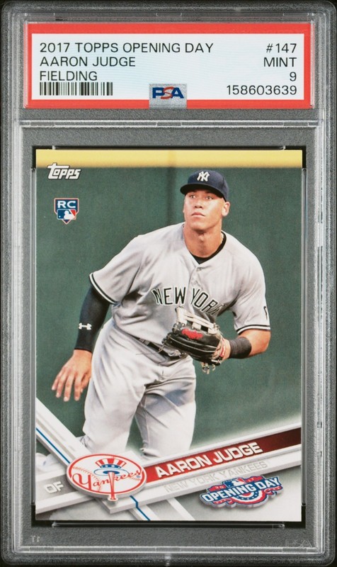 2017 Topps Opening Day Baseball Aaron Judge Fielding #147 Rookie PSA 9