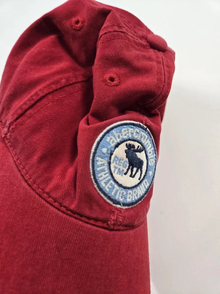 Abercrombie Hat Cap Strap Back One Size Red Moose Distressed Mens Athletic Brand - Image 3 of 4