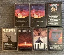 Vintage Cassette Movie Soundtrack Lot Of 7 Platoon,Titanic,Top Gun Etc